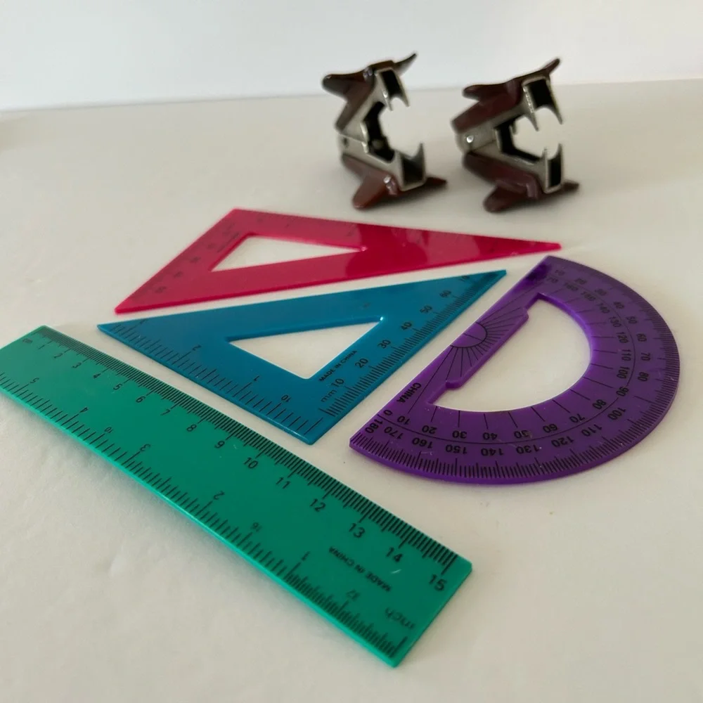 🦋 5/$25 - Miscellaneous School Supplies: Geometry Rulers and VTG Staple Removers